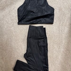 Athleta Black Patterned Pants & Top Set